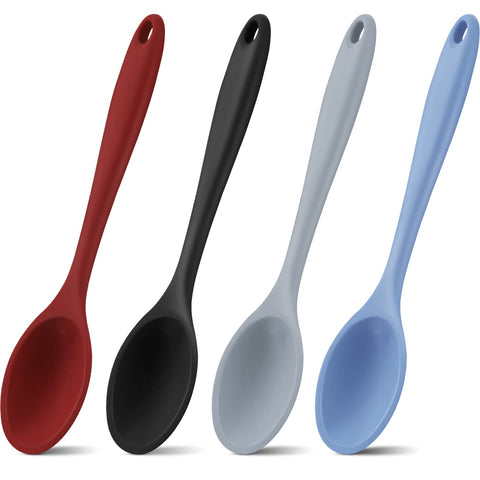 Shappy four-color silicone cooking spoons set for versatile mixing