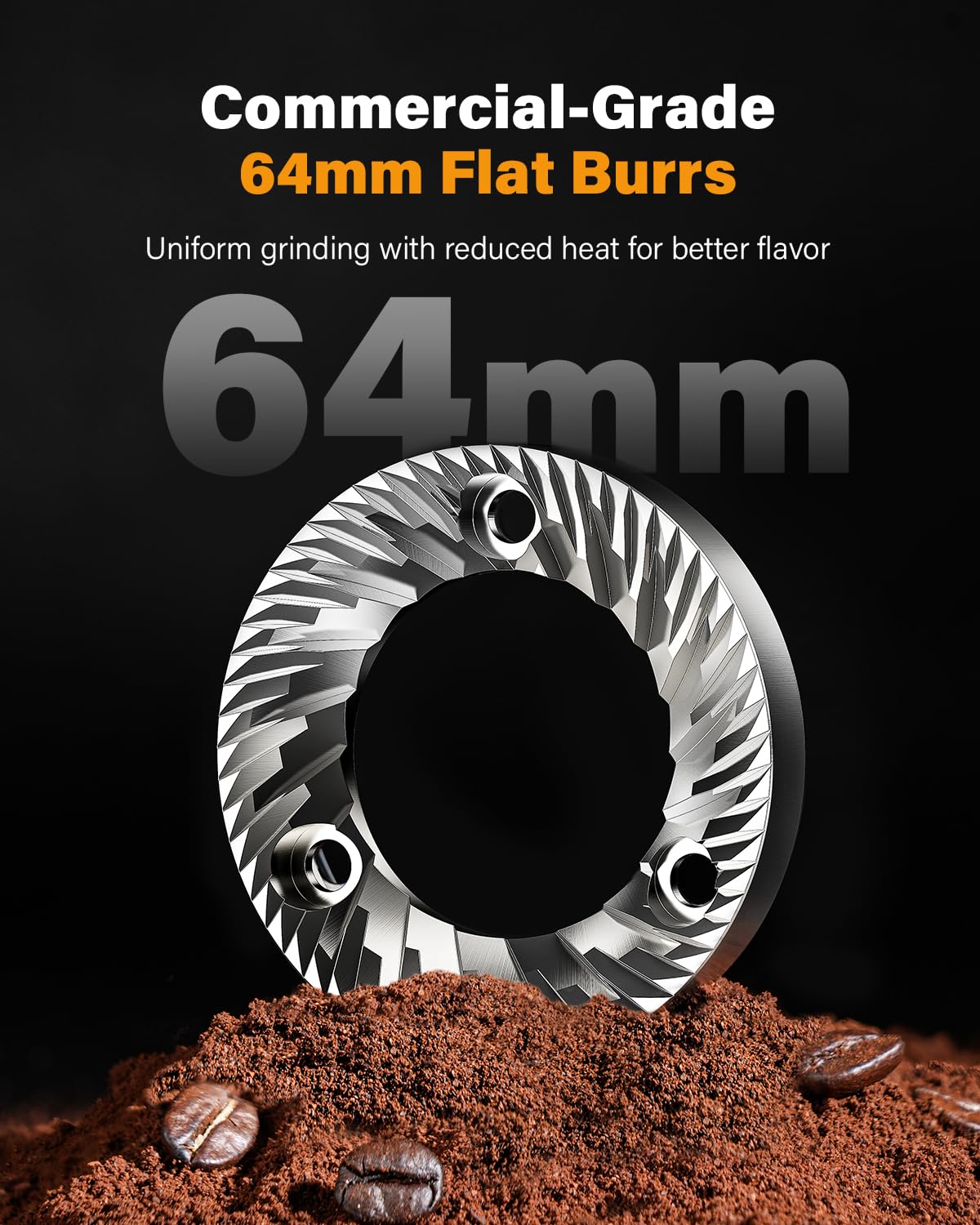 SHARDOR burr grinder side view shows compact footprint for small kitchens.