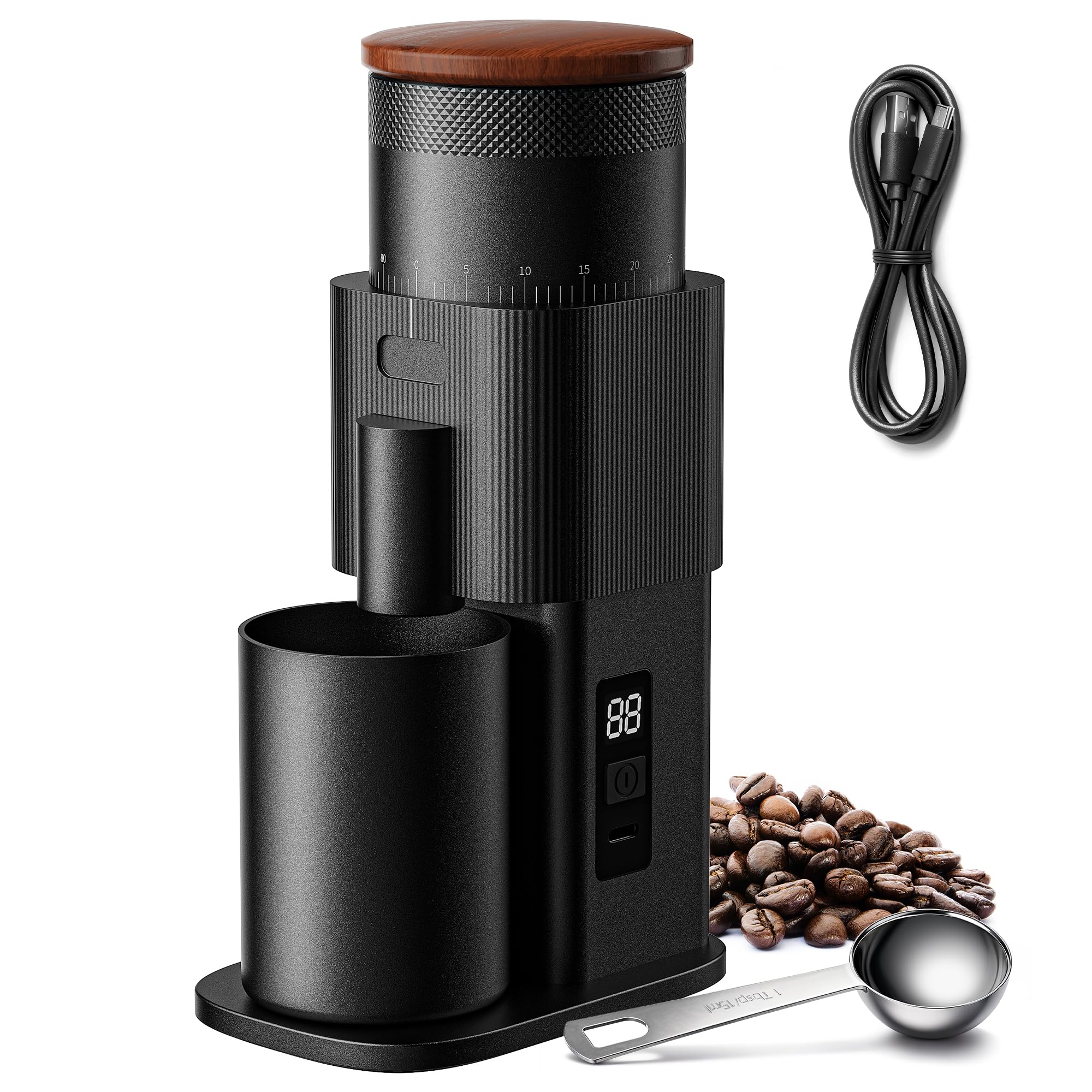 SHARDOR all-metal single-dose grinder on a kitchen counter delivers fresh grounds