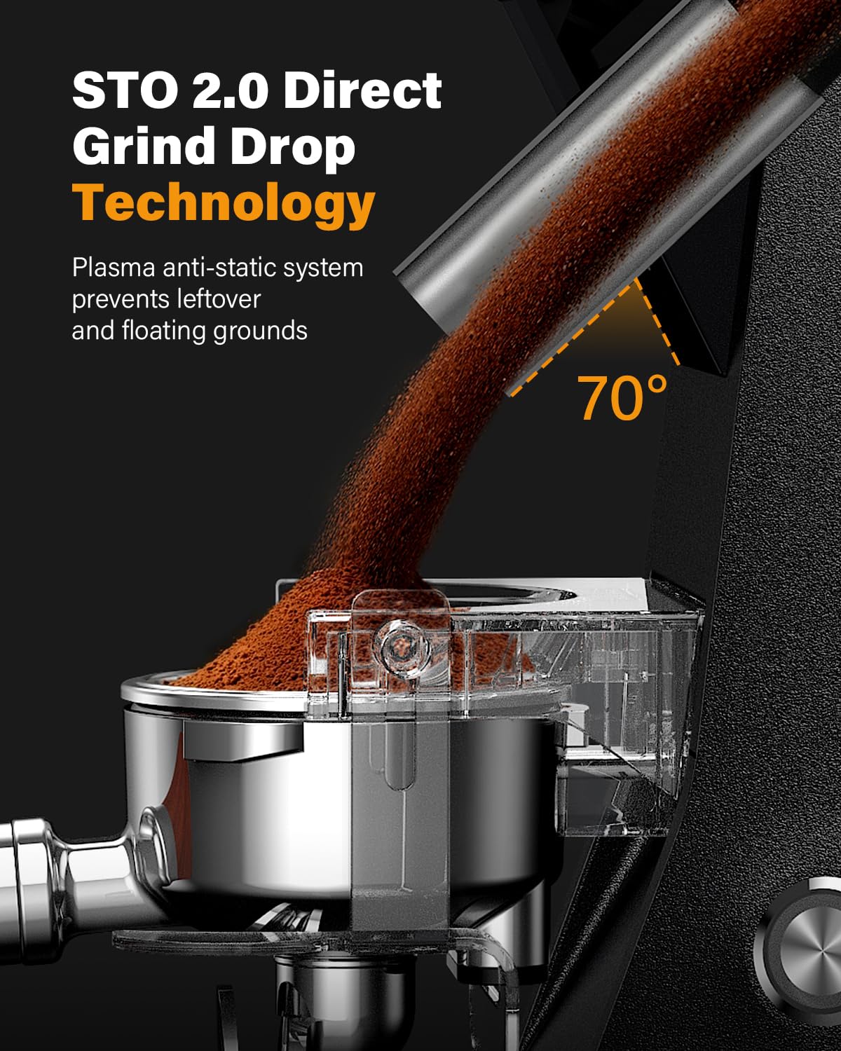 SHARDOR anti-static grounds container reduces clumps during grinding.