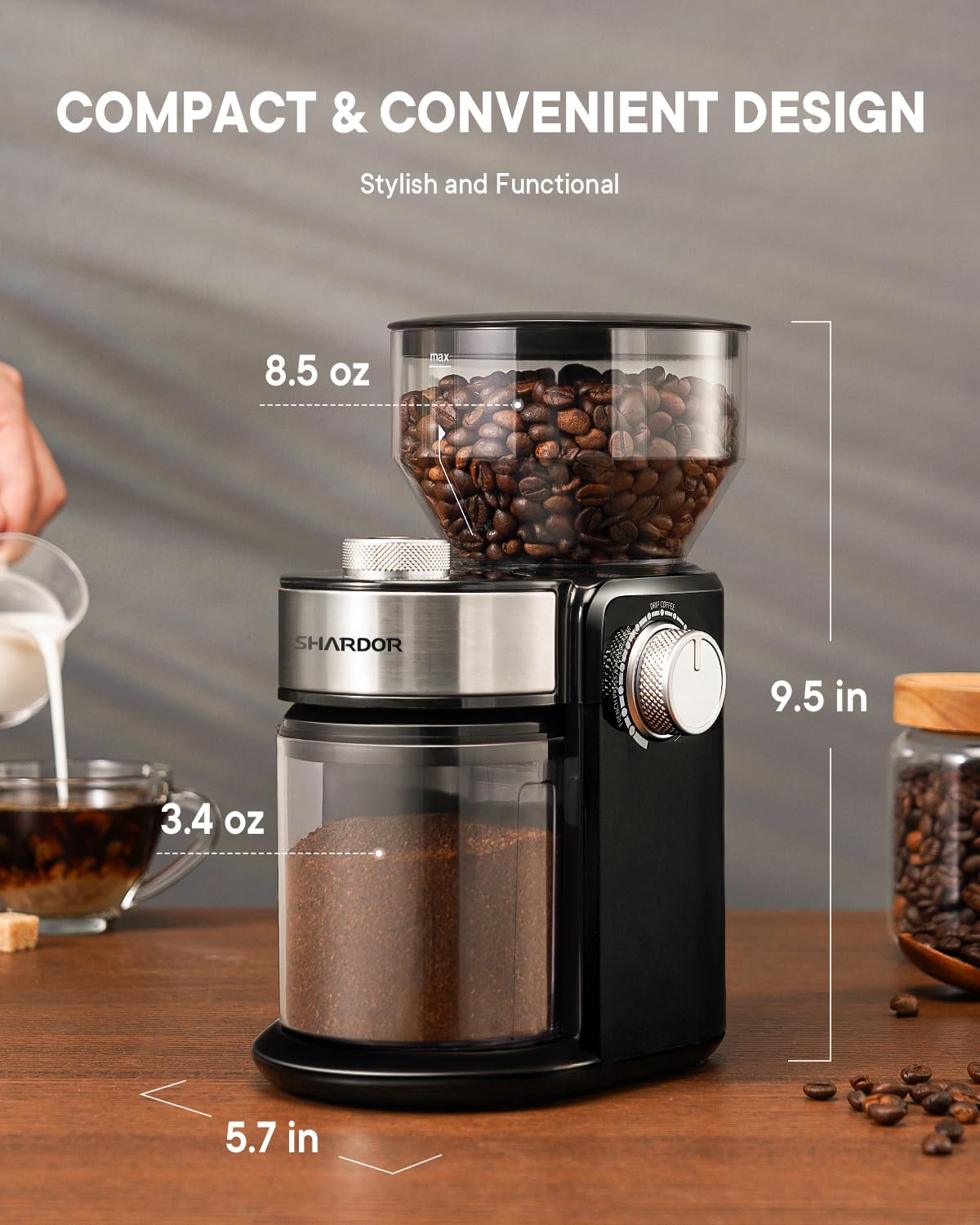SHARDOR compact design fits on any counter for daily coffee rituals