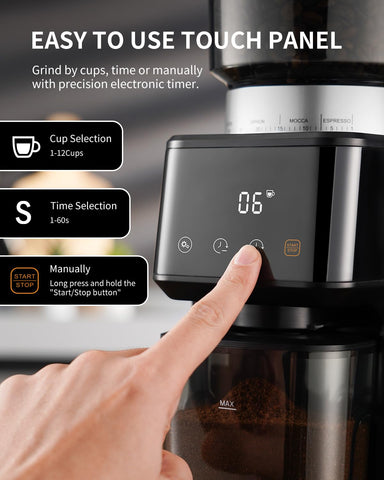 SHARDOR conical burr espresso grinder demonstrates even grind consistency for rich flavor