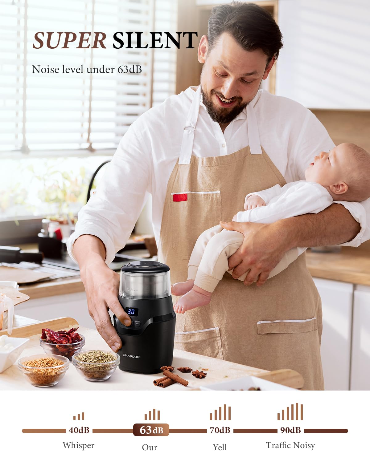 SHARDOR detachable stainless steel cup for easy filling and pouring