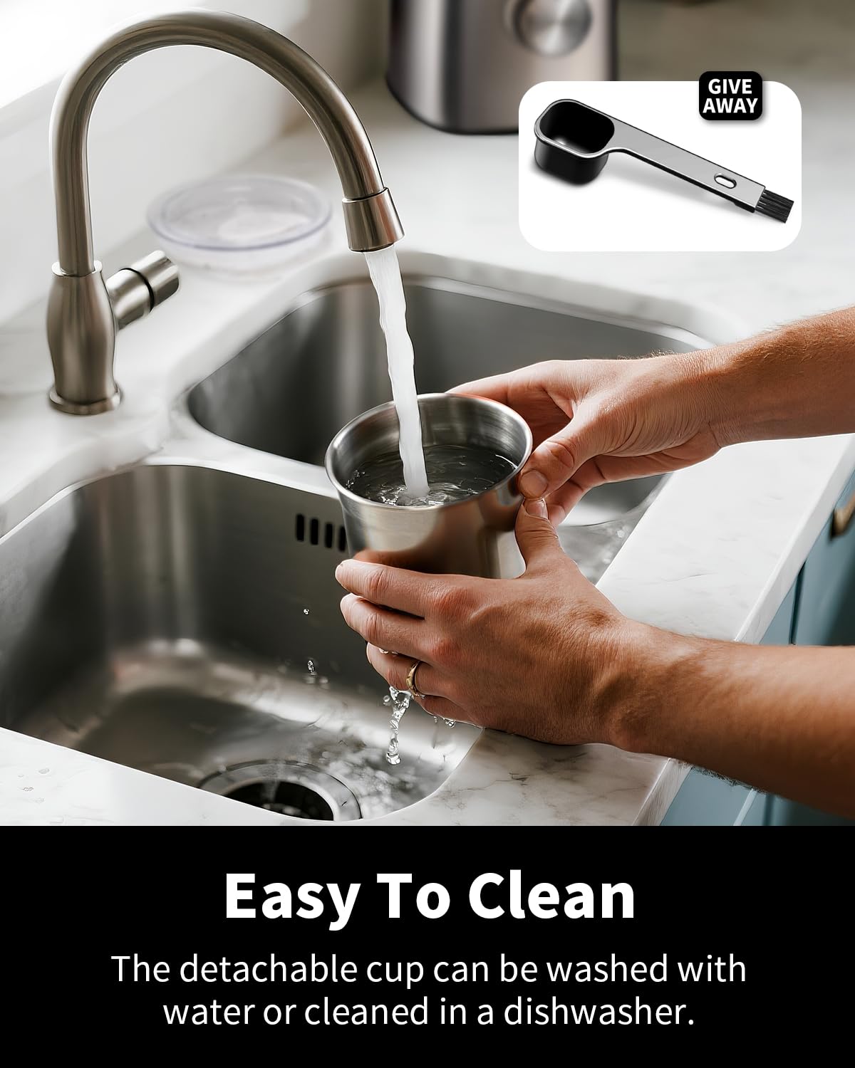 SHARDOR grinder with removable stainless steel bowl for easy cleaning.