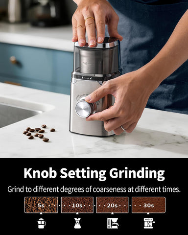 SHARDOR grinder showing timer control for precise grind settings.