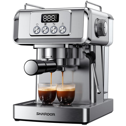 SHARDOR espresso machine with 20-bar pump for rich crema at home.