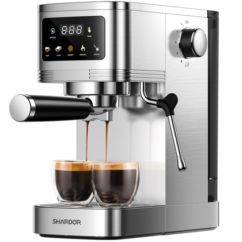 SHARDOR espresso machine 20bar pump delivers rich crema at home.