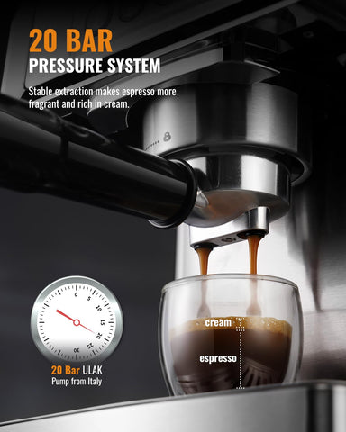 SHARDOR machine steam wand froths milk for lattes and cappuccinos.