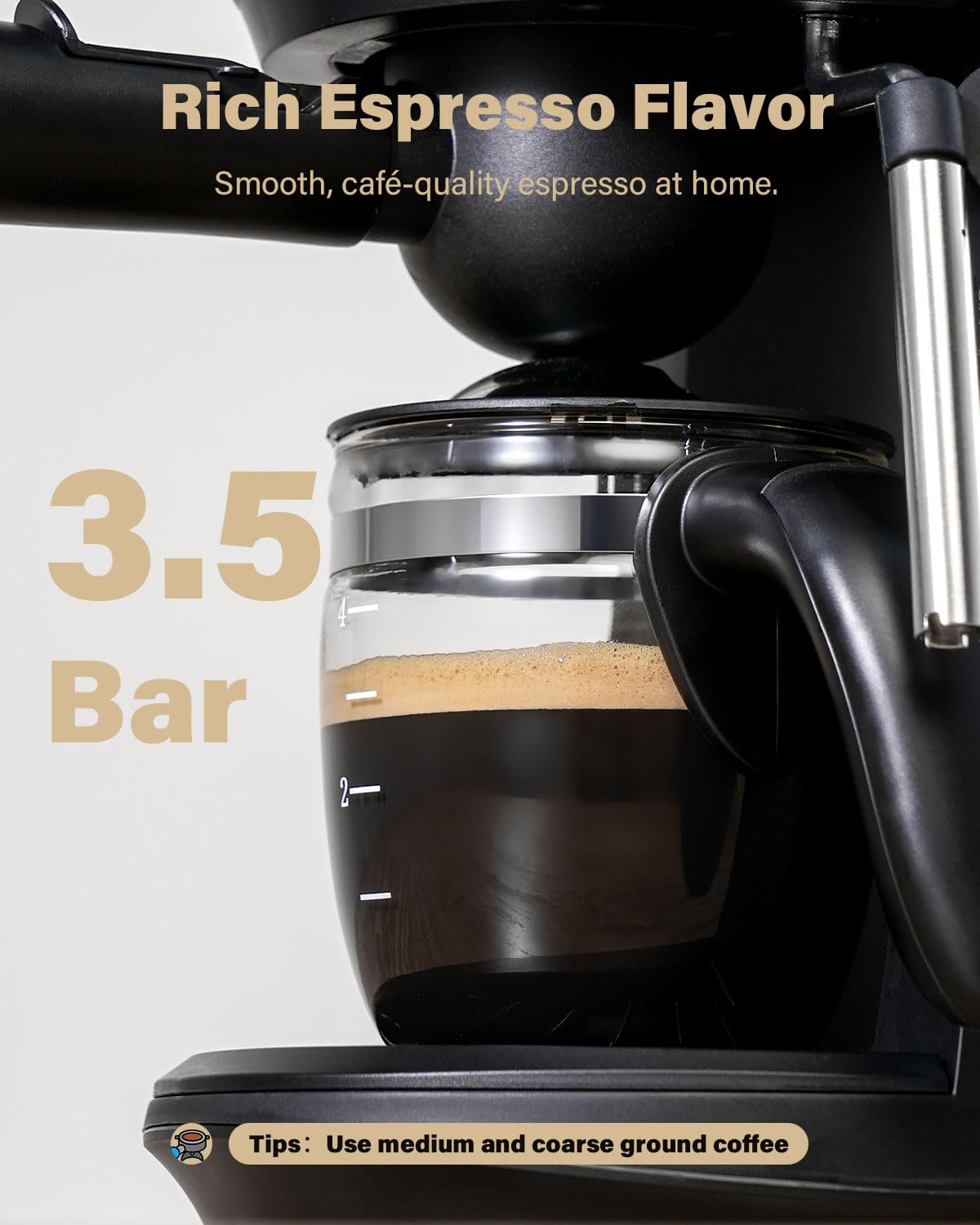 SHARDOR espresso milk frother with steam wand creates velvety foam for cafe drinks.