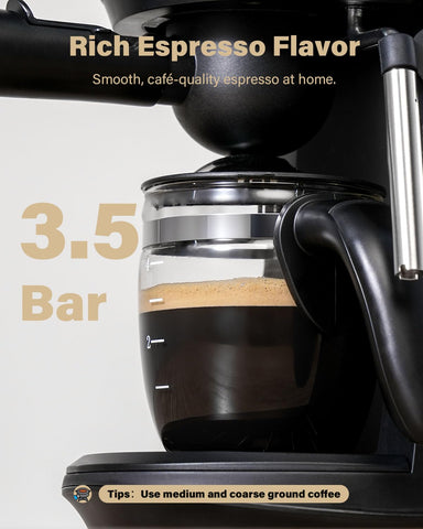 SHARDOR espresso milk frother with steam wand creates velvety foam for cafe drinks.
