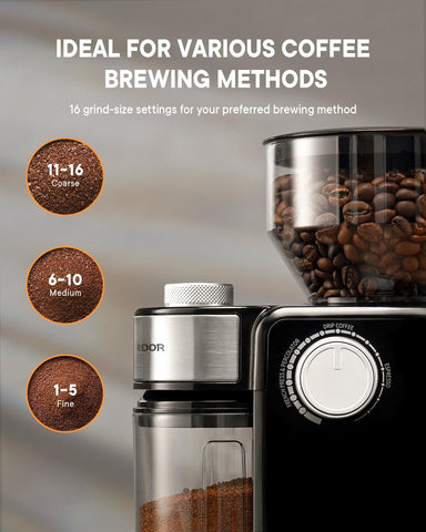 SHARDOR flat burr design delivers uniform grind for balanced flavor