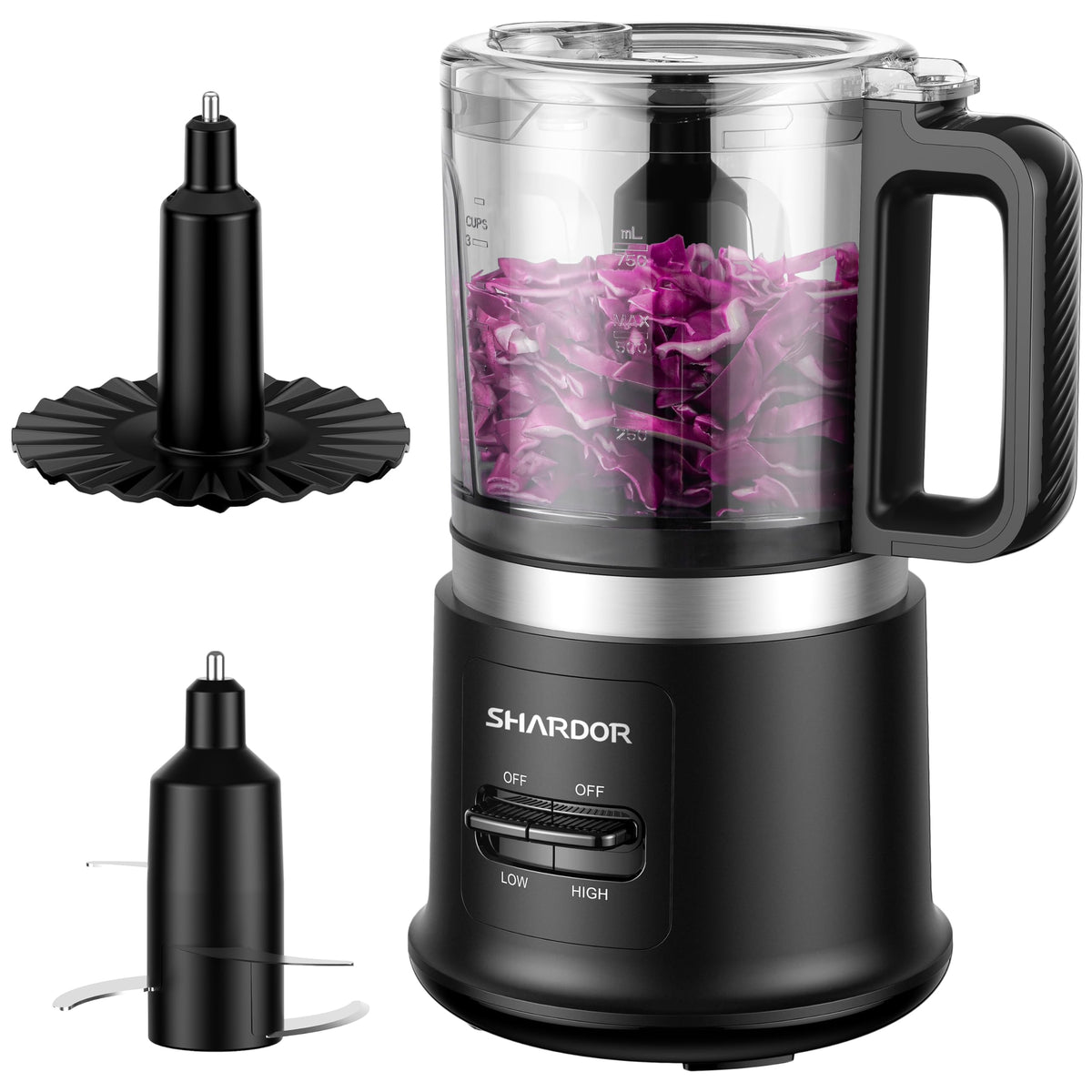 SHARDOR food chopper 4-cup bowl enables fast, even chopping for sauces and salsas.