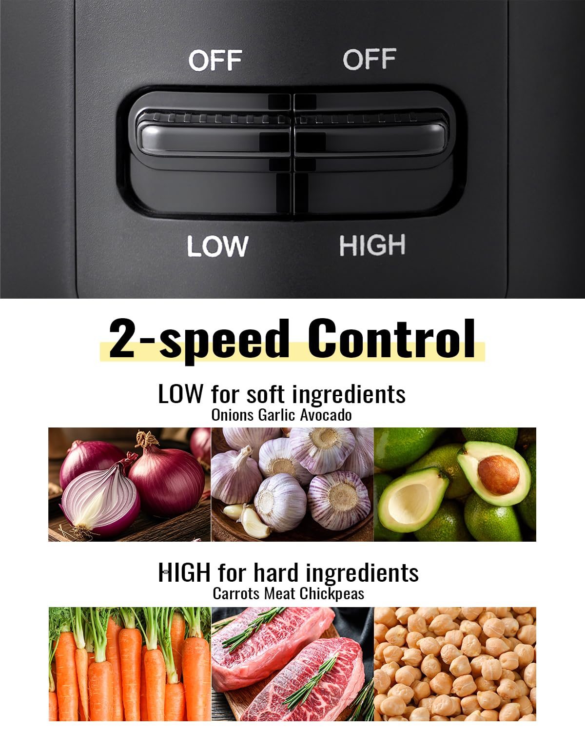 SHARDOR bi-level blades deliver efficient slicing for crisp vegetables and minced herbs.