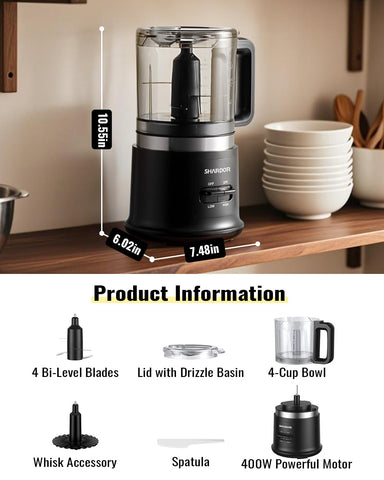SHARDOR easy-clean design simplifies cleanup after processing meals.