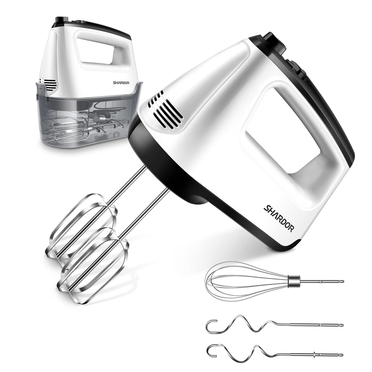 SHARDOR hand mixer with six speeds and turbo for precise batters and creams