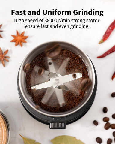 SHARDOR One Touch grinder with spices shows even powder for flavorful cooking