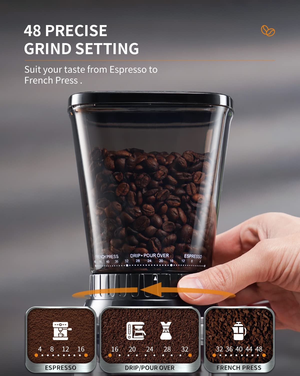 SHARDOR grinder with precision timer and LCD touchscreen for easy control