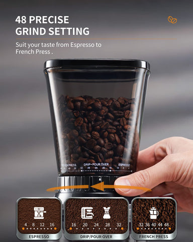 SHARDOR grinder with precision timer and LCD touchscreen for easy control