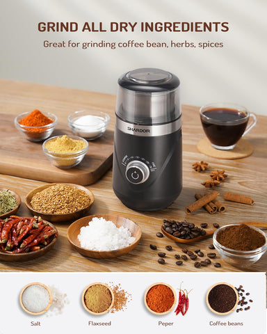 SHARDOR quiet operation grinder at 63 dB for a calm kitchen