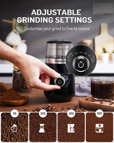 SHARDOR timed grind control rotary knob for precise bean powder