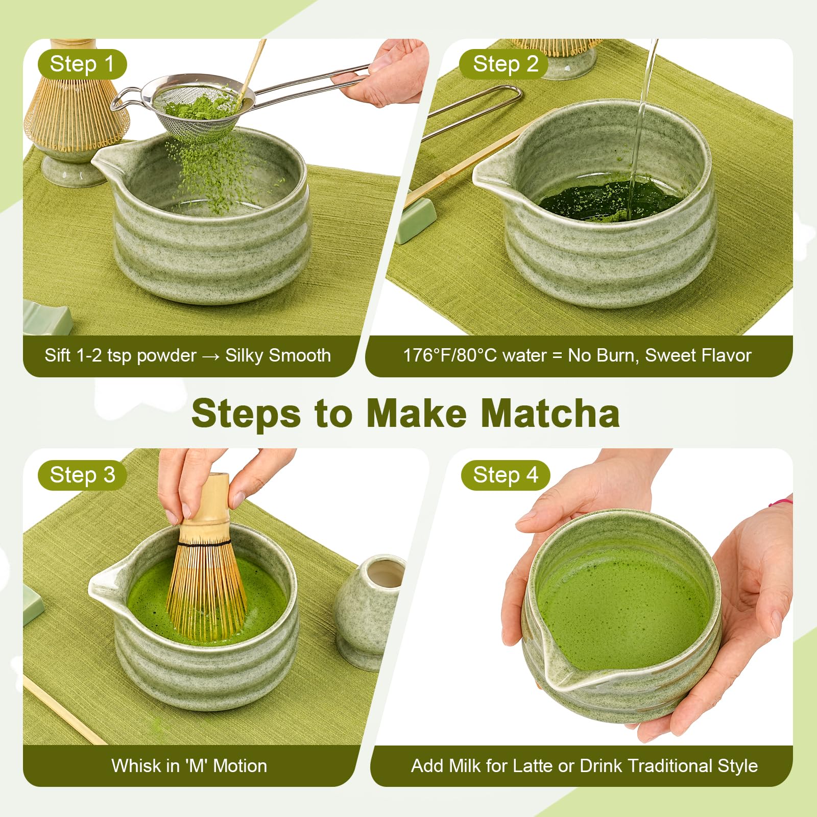 ShareAll bamboo scoop helps portion matcha accurately and cleanly