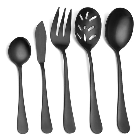 ShareCook matte black slotted serving spoon for dips and salads