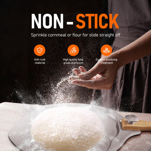 Sharmila aluminum lightweight pizza peel stays sturdy and easy to maneuver