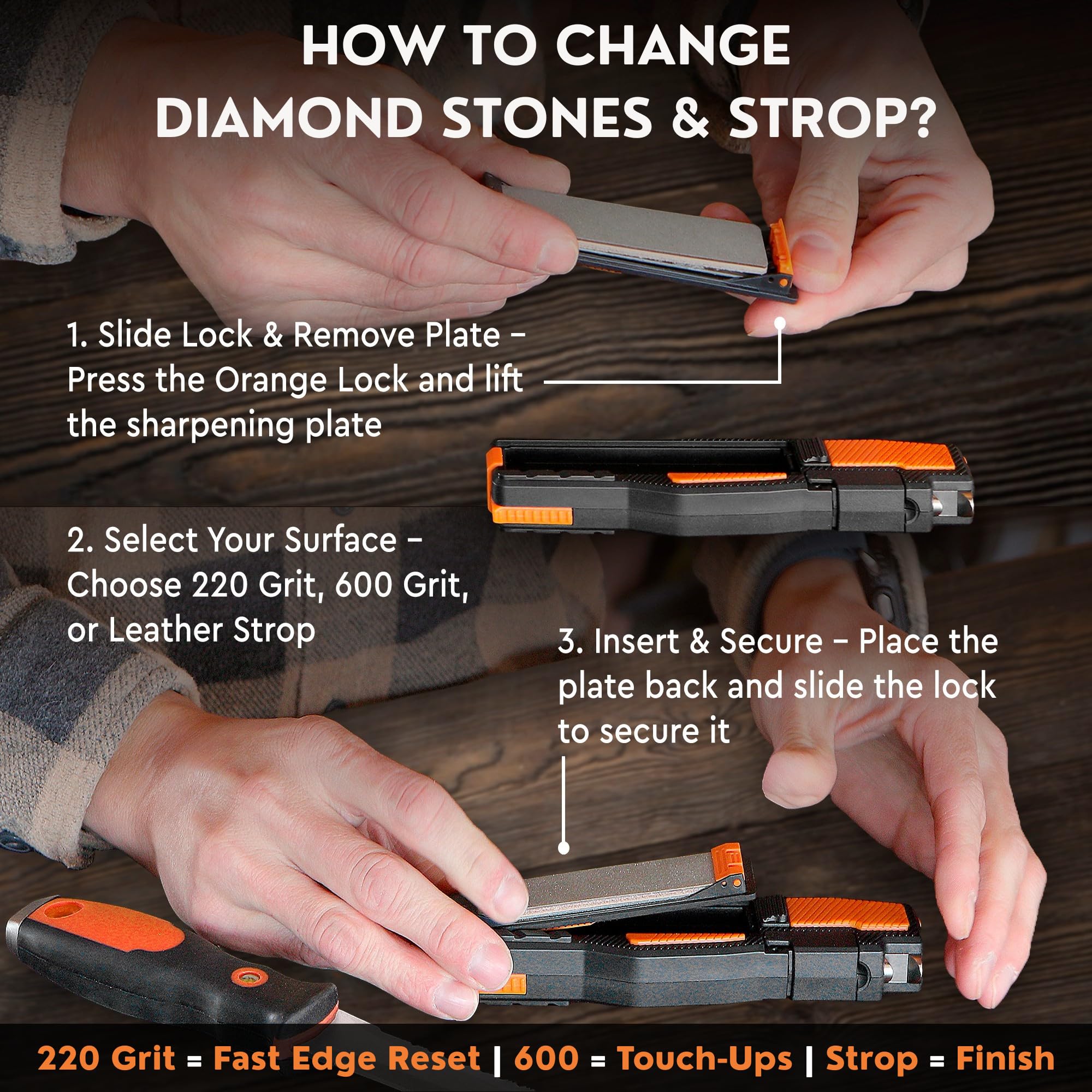 Diamond rod on the Orange Ninja for serrations and hook tips.