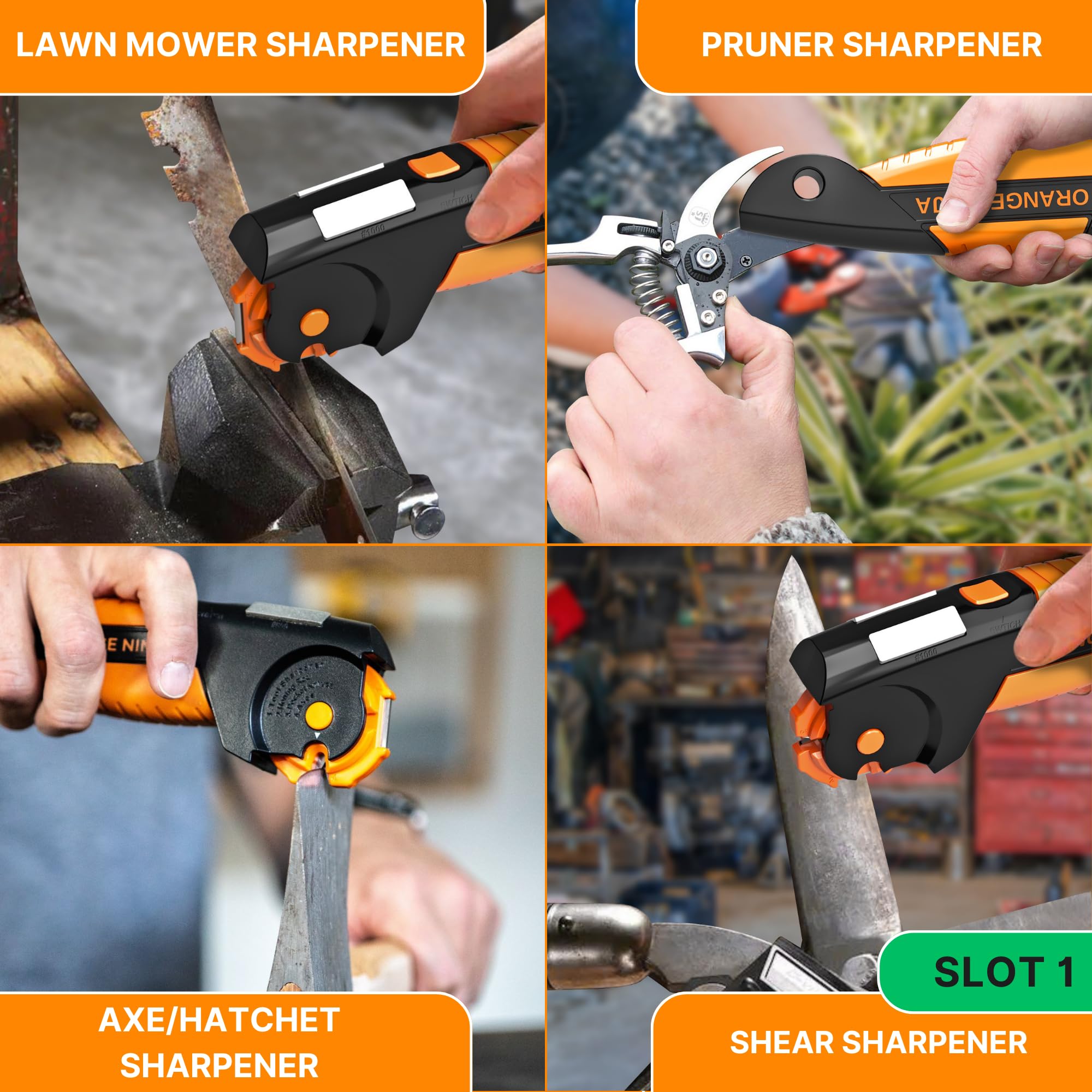 Lawn mower blades sharpened with Orange Ninja for cleaner cuts
