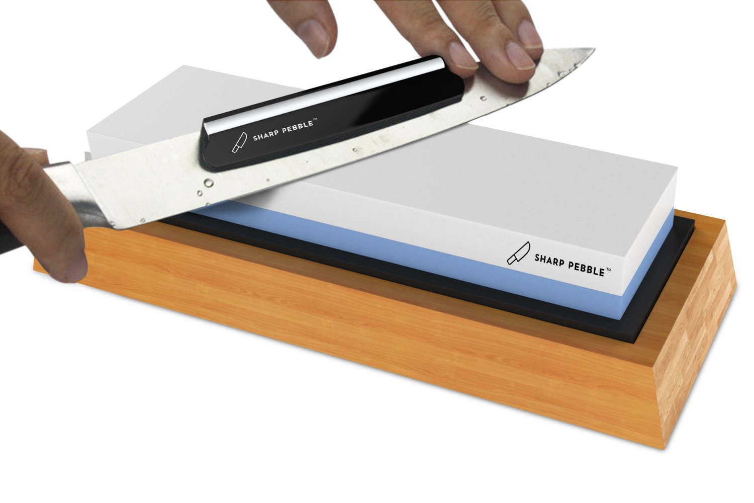 Sharp Pebble angle guide durable plastic with ceramic protection layer.