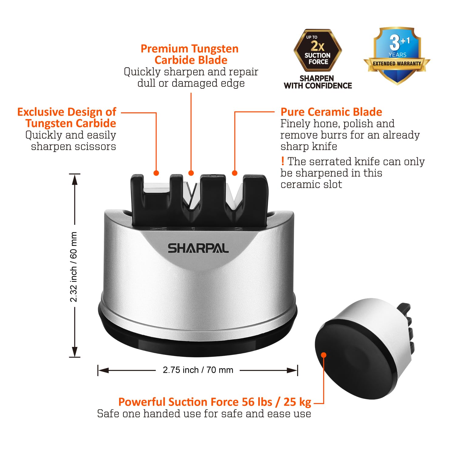 SHARPAL 191H sharpener with a strong suction base for stability