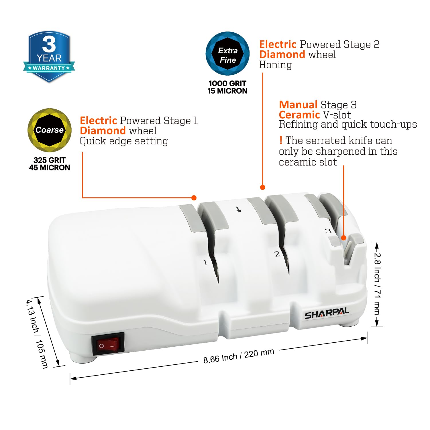 SHARPAL 198H three stage sharpening slots illustrate professional edge in minutes