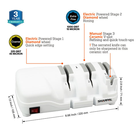 SHARPAL 198H three stage sharpening slots illustrate professional edge in minutes