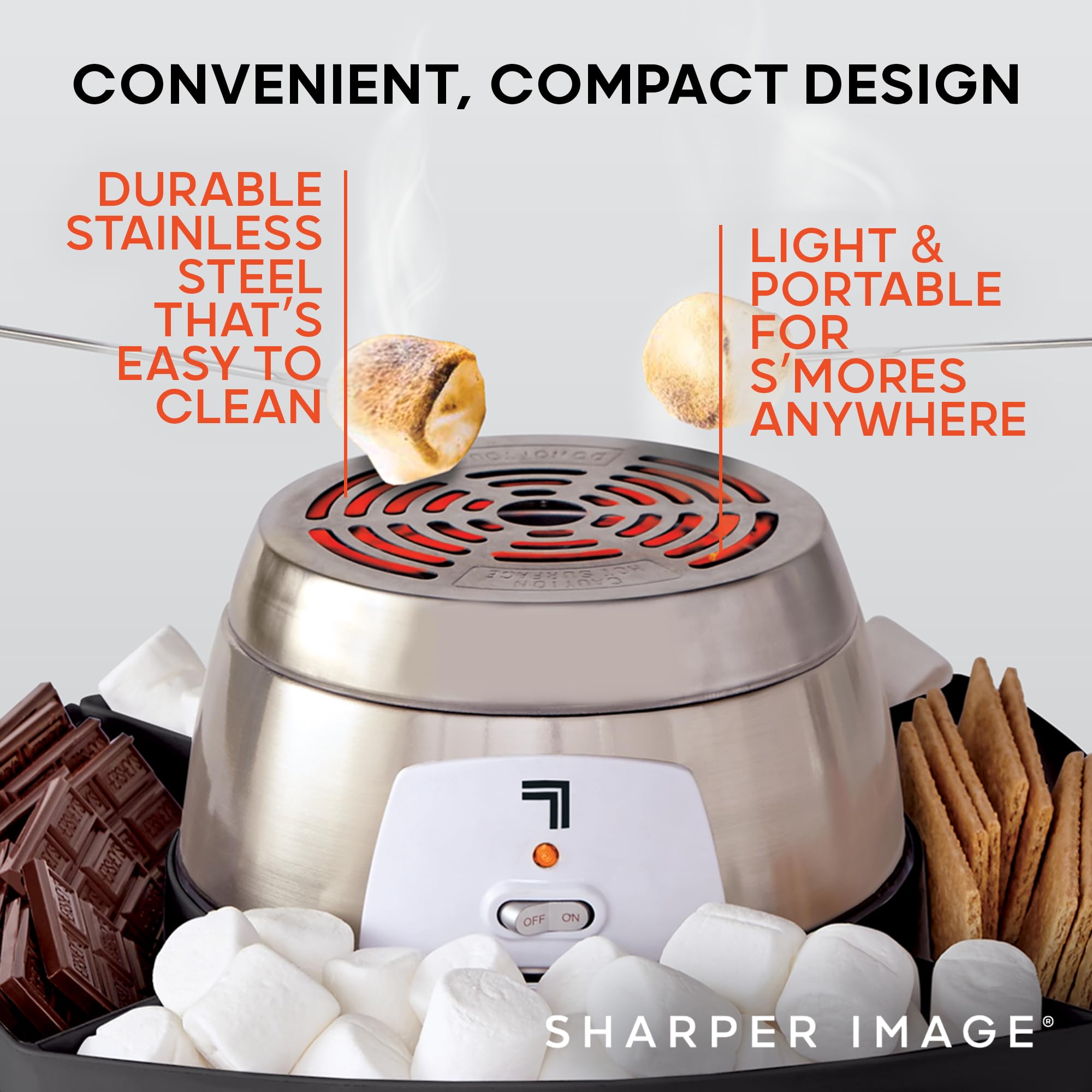 Sharper Image 6 roasting sticks enable tabletop marshmallow roasting.