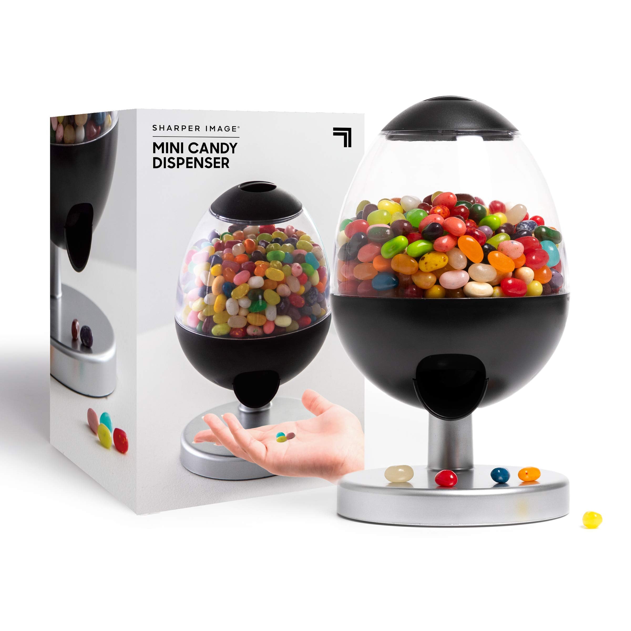 Sharper Image 9-inch mini candy dispenser front view, compact for home or office treats.