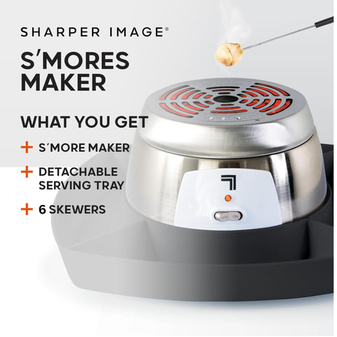 Sharper Image electric smores-maker top view highlights portable design for quick setup.