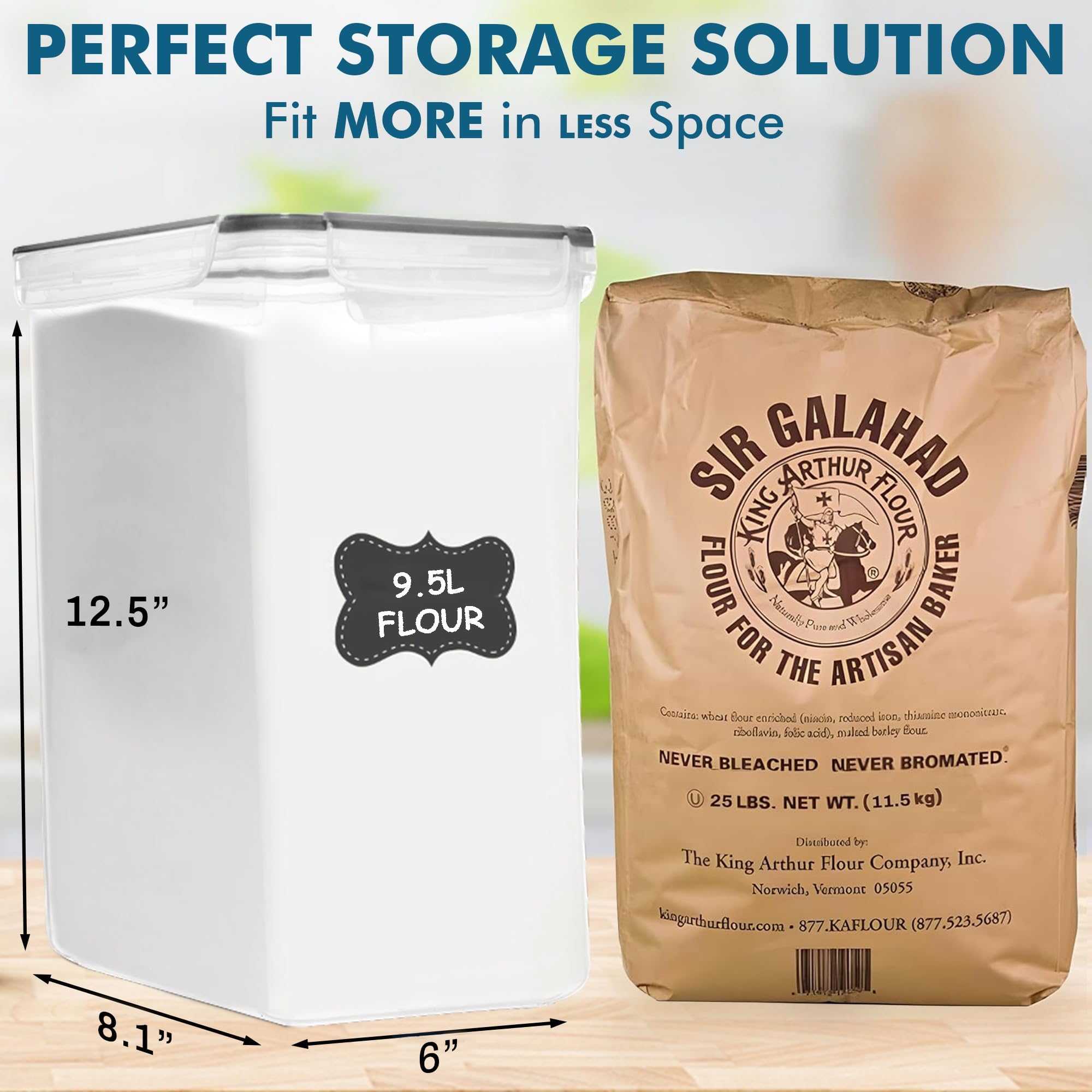 Shazo flour and sugar containers provide clear visibility for quick access.