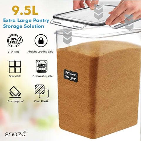 Includes measuring cups for precise portioning of bulk ingredients.