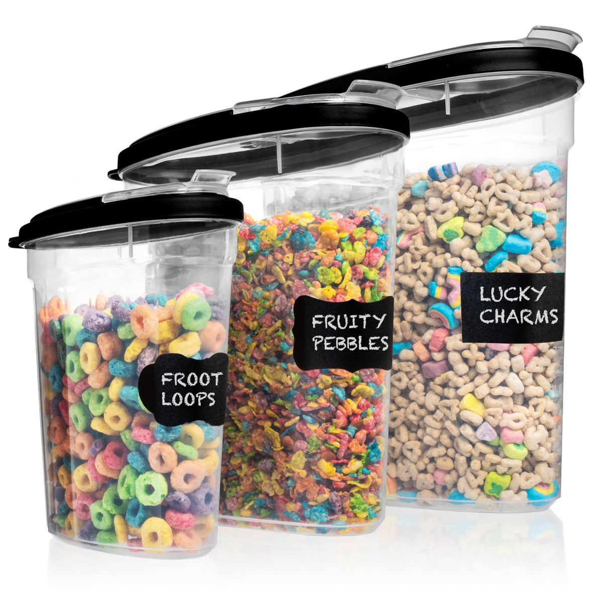 Shazo 5.2L cereal container with clear body and lid for quick identification.