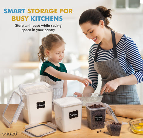 Shazo cereal container with transparent body for quick breakfast prep.