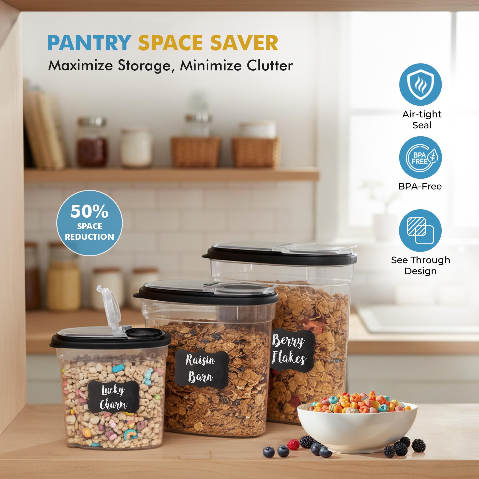 Shazo 3pc set ideal for cereals, rice, flour and pasta.