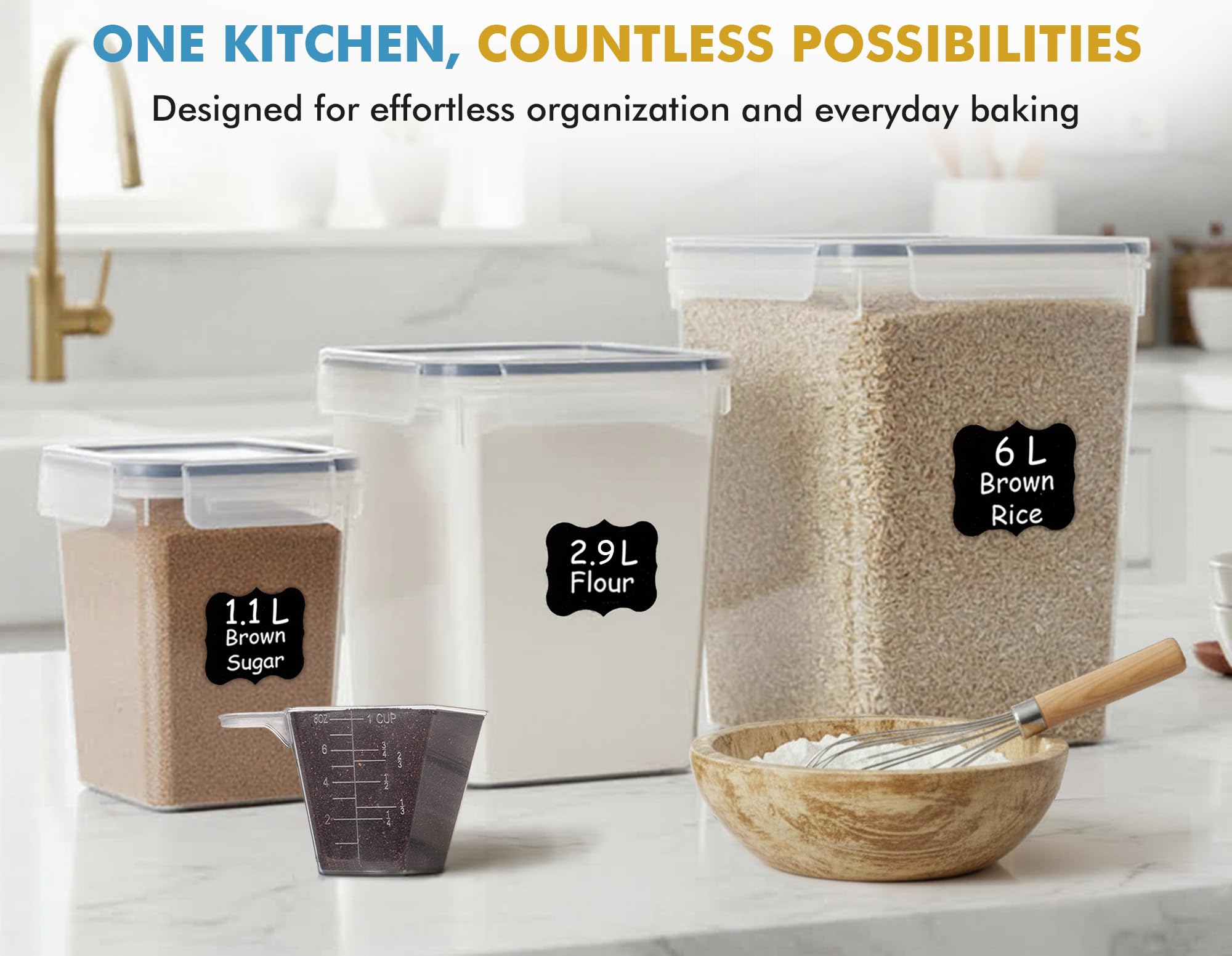 Shazo pantry organizer with clear lid offers easy kitchen organization.
