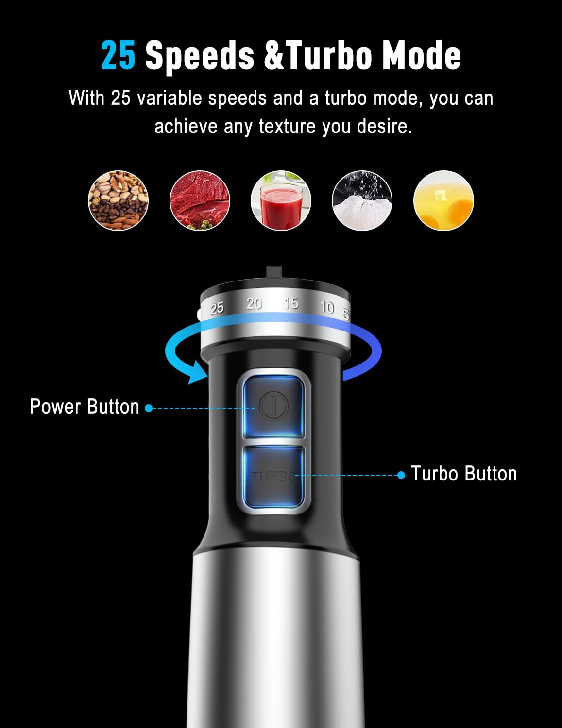SHEANLAH 4-blade titanium head delivers efficient, thorough blends
