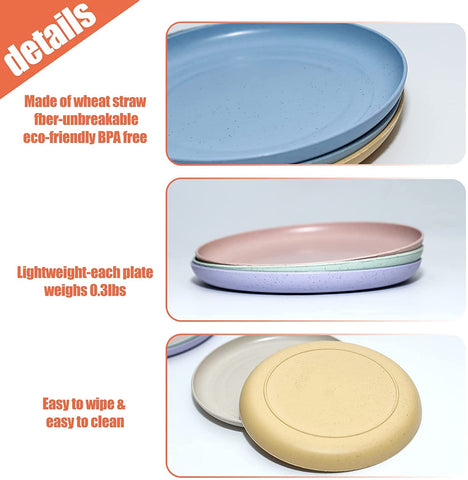 SHECIPIN beige wheat straw plates for casual school lunches