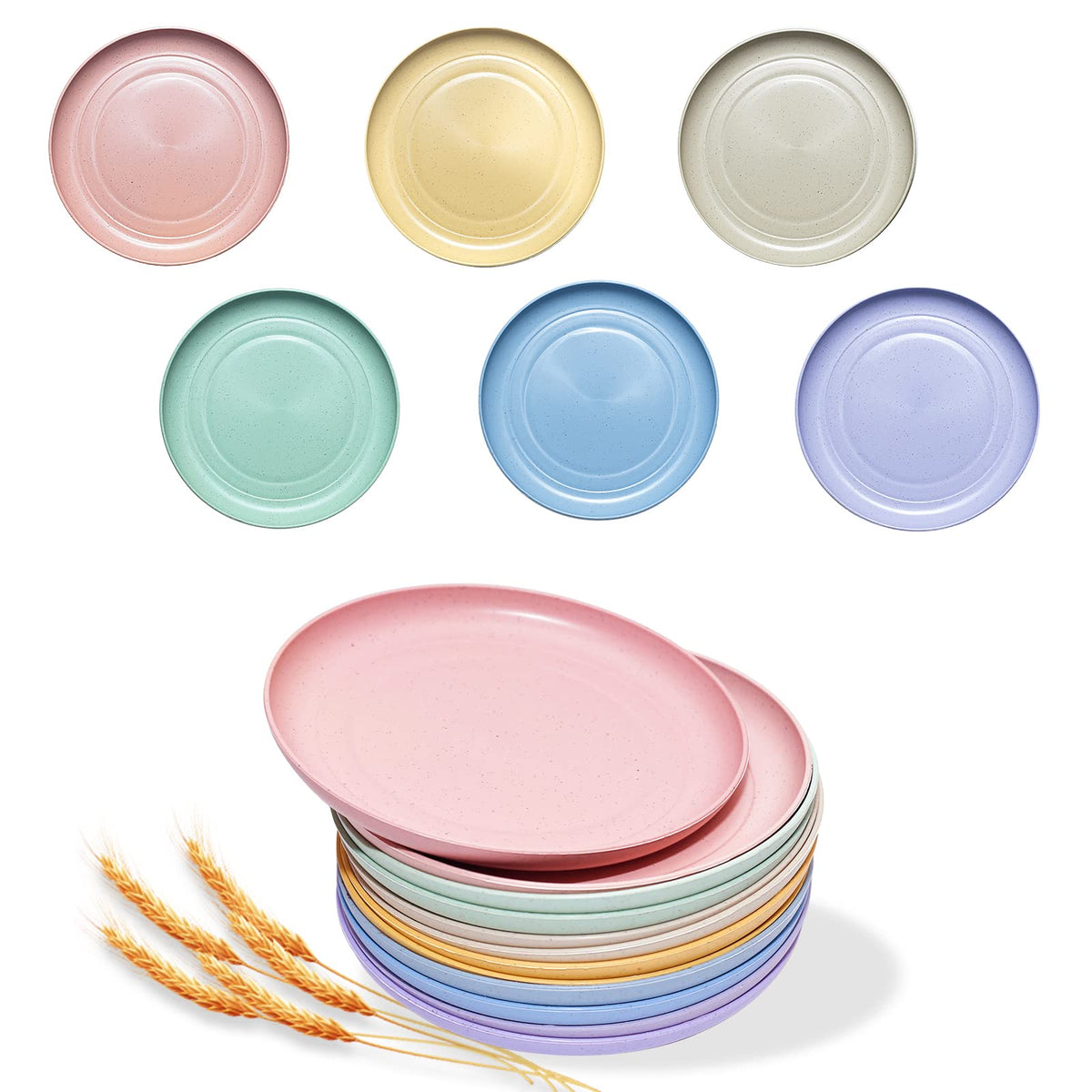 SHECIPIN wheat straw plates in green for kid-friendly meals and quick cleanup