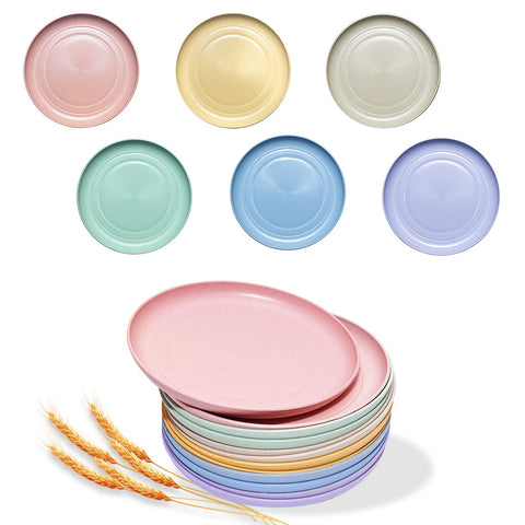 SHECIPIN wheat straw plates in green for kid-friendly meals and quick cleanup