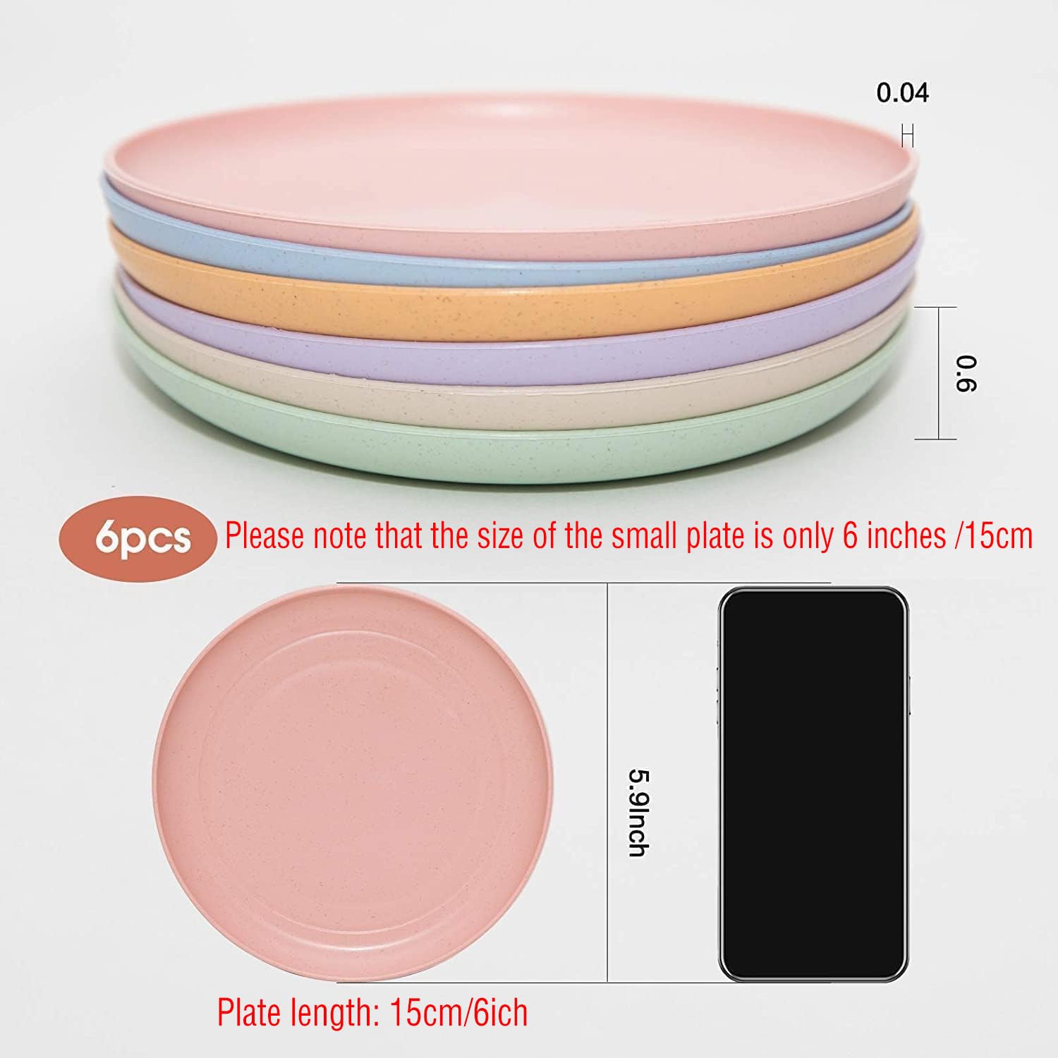 SHECIPIN wheat straw plates in pink for lightweight, easy dining