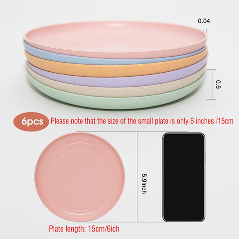 SHECIPIN wheat straw plates in pink for lightweight, easy dining