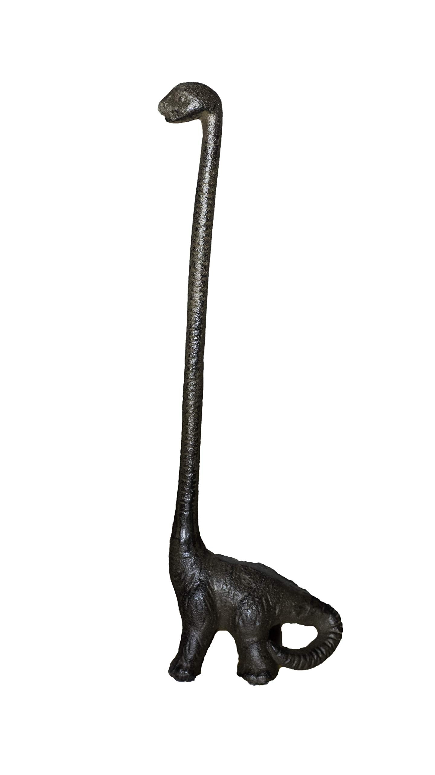 Sheff dinosaur cast-iron paper towel holder base adds rustic charm to kitchen or bathroom.