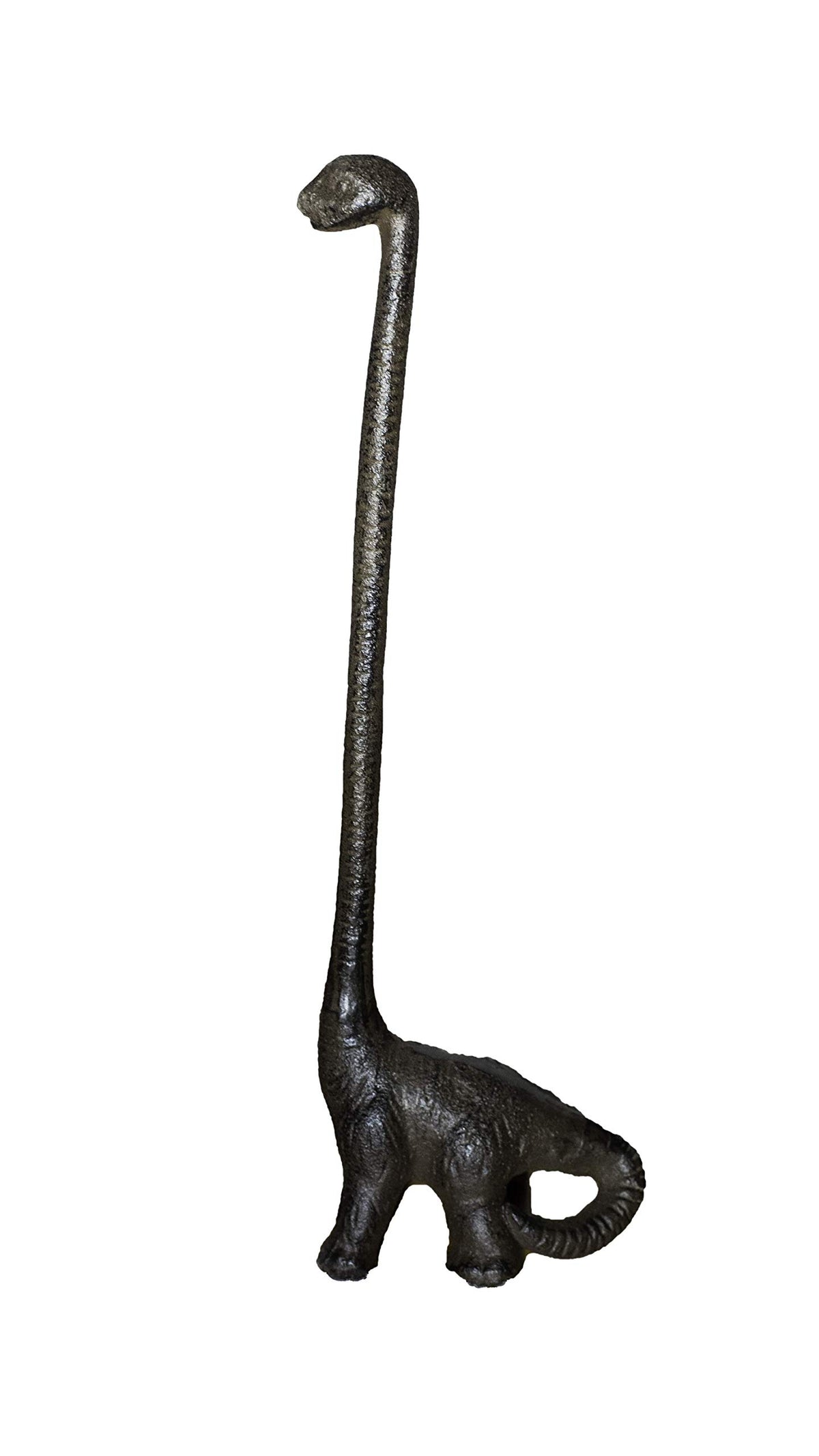 Sheff dinosaur cast-iron paper towel holder base adds rustic charm to kitchen or bathroom.